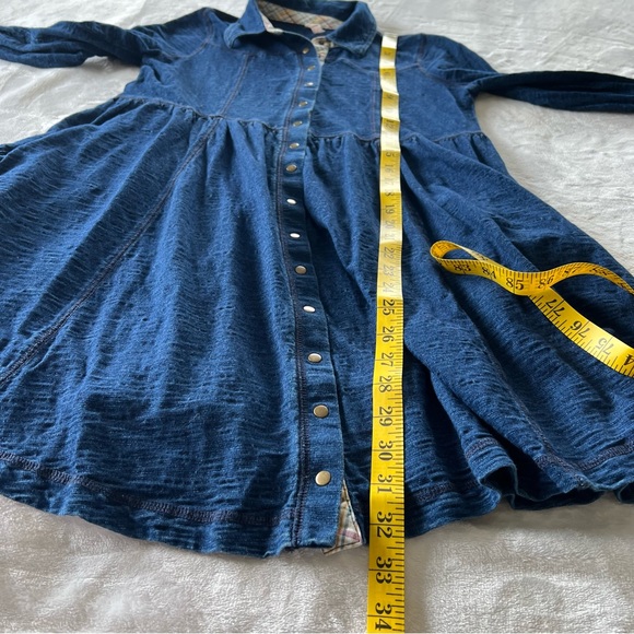 Free People Stretch Denim Knit Button Down Shirt Dress - Picture 10 of 10